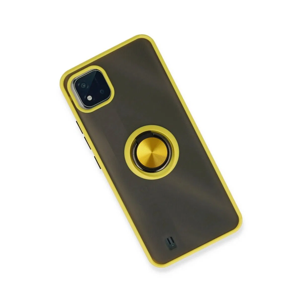 Realme C11 2021 Kılıf Montreal Yüzüklü Silikon Kapak - Sarı görsel 2