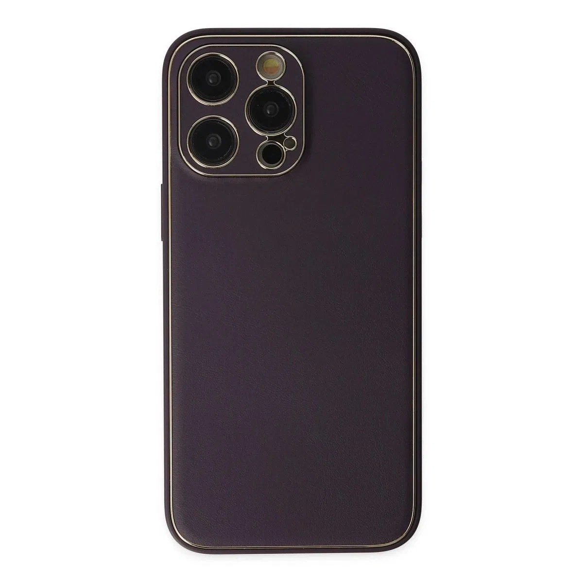 Apple İphone 13 Pro Max Kılıf Coco Deri Silikon Kapak - Derin Mor