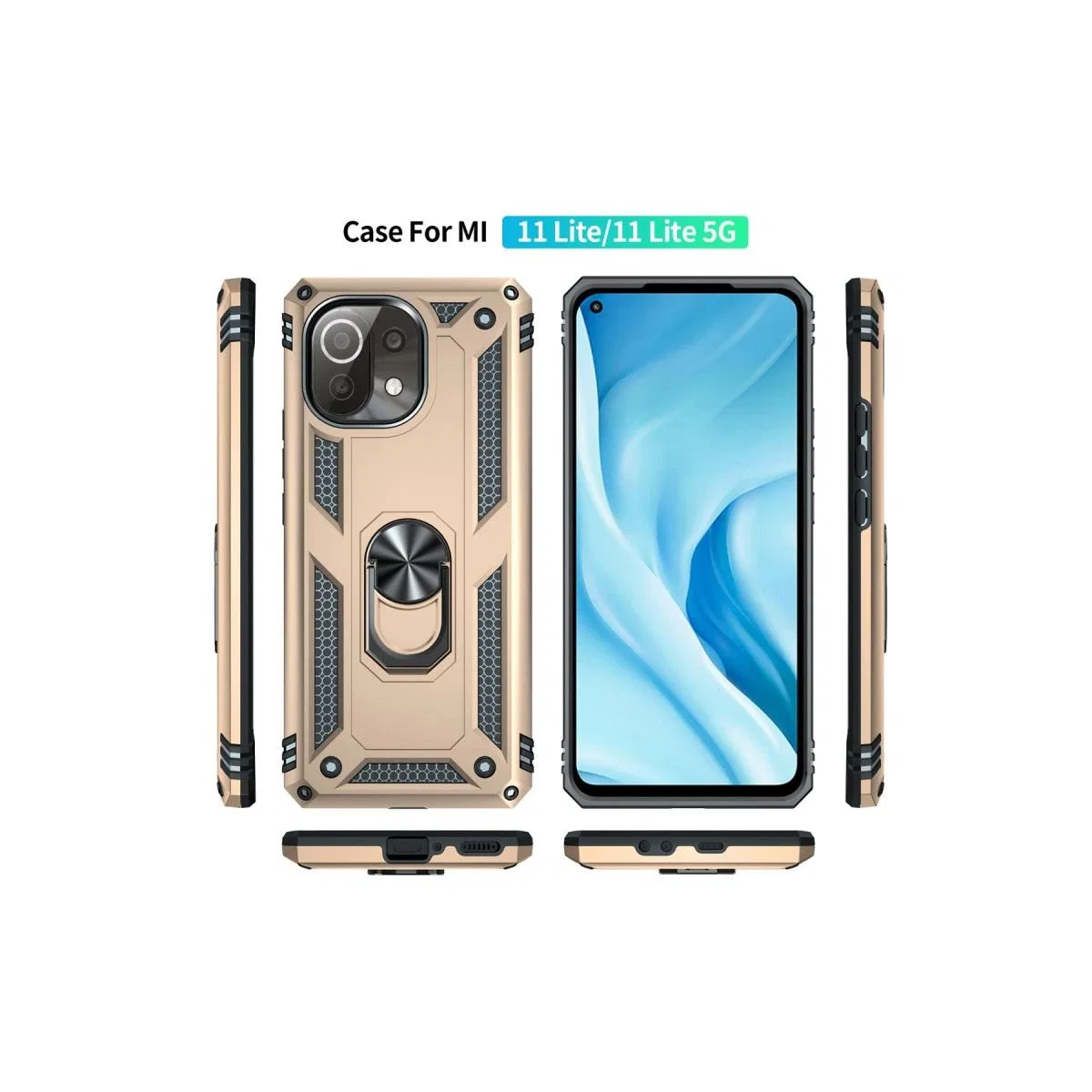 Xiaomi Mi 11 Lite Kılıf Sofya Yüzüklü Silikon Kapak - Gold görsel 3