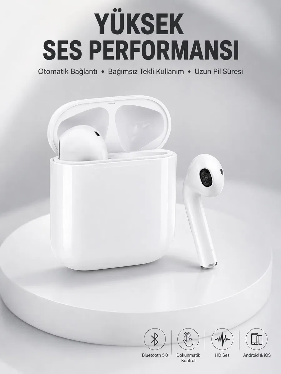 2. Nesil Bluetooth Android ve İOS Uyumlu Kablosuz Kulaklık Çağrı Cevaplama