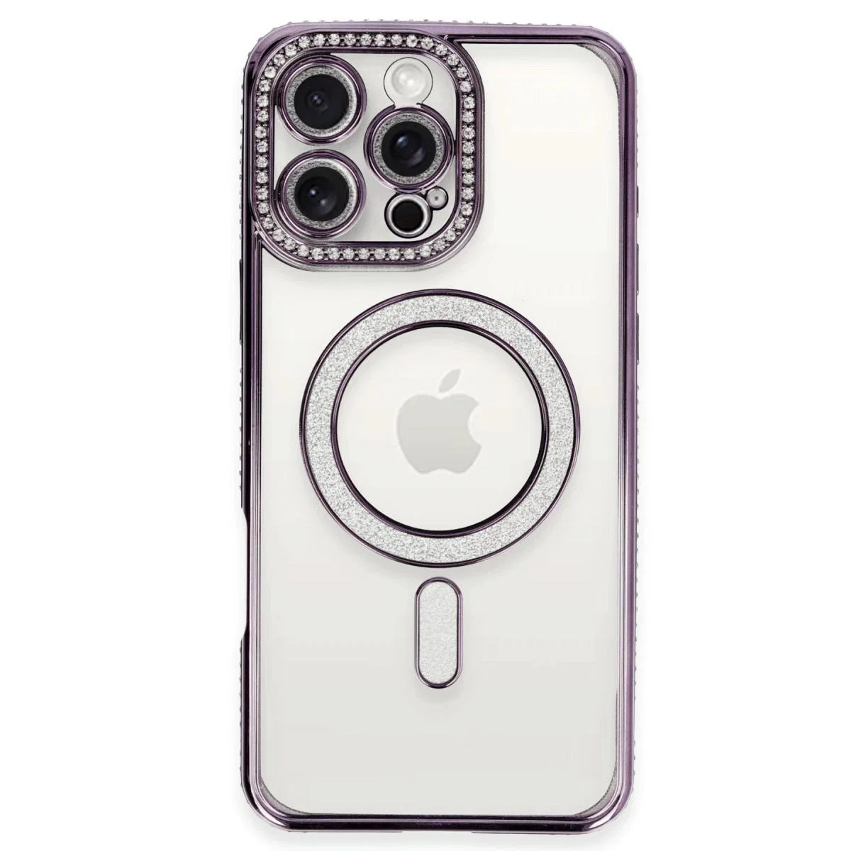Apple İphone 16 Pro Kılıf Joke Simli Magneticsafe Kılıf - Derin Mor görsel 2