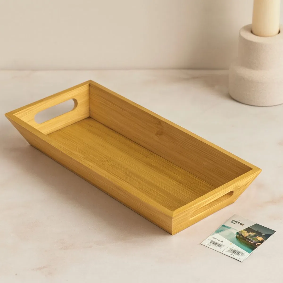 Bambu Sunum Tepsisi 16x35x4. 5 cm (Çift Kulplu)