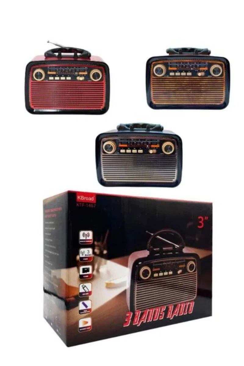 Nostaljik Radyo Bluetooth Bağlantılı Müzik Kutusu Ahşap görsel 3