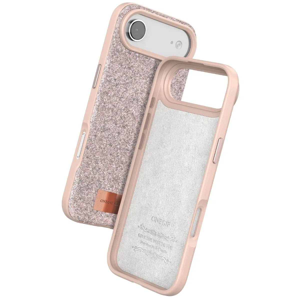 Onegif Apple İphone 17 Air Bright Simli Kapak - Pembe görsel 3