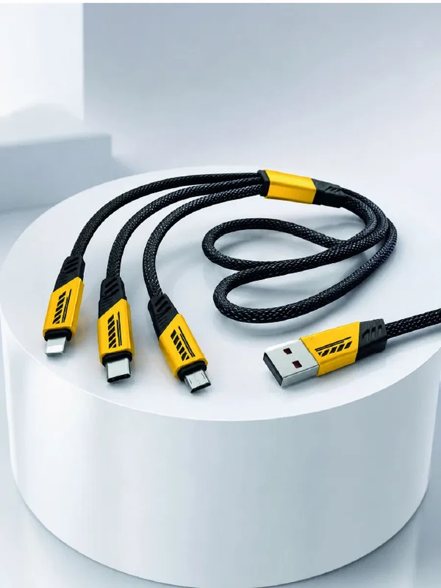 240W Çoklu Şarj Kablosu Type-C Lightning Micro USB Örgü Kablo görsel 5