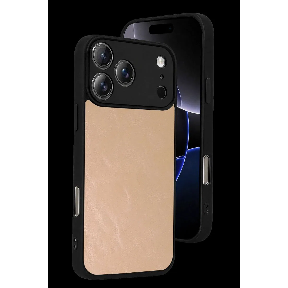 Apple İphone 17 Pro Aras Deri Kapak - Pudra