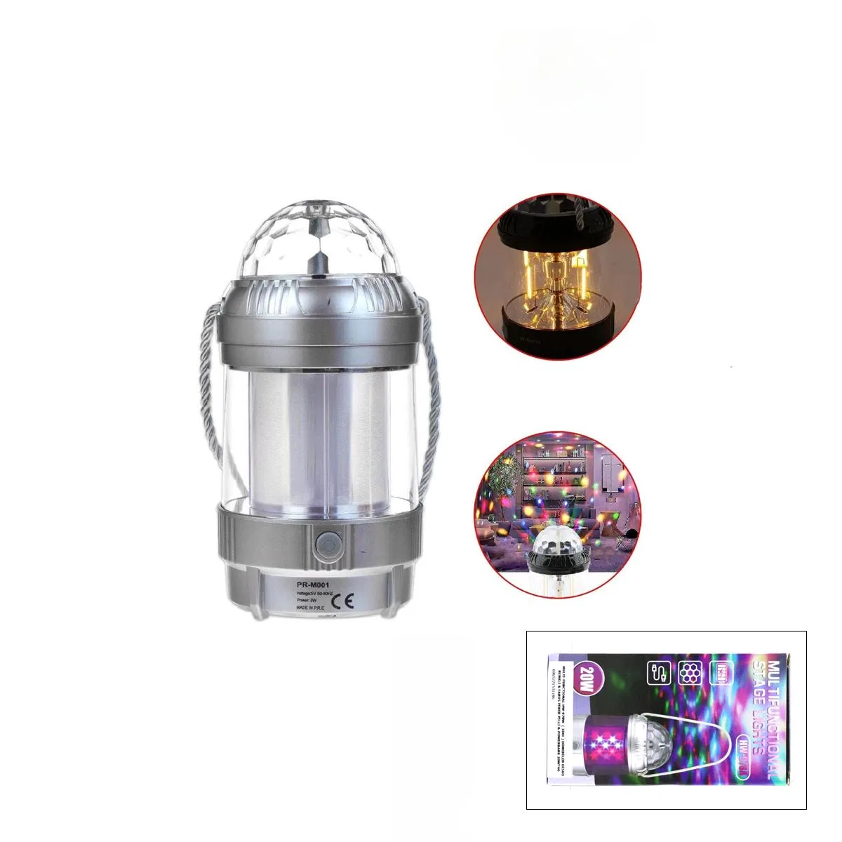 3in1 Döner Disko Işığı, Fanus Fener ve 20W Powerbank görsel 3