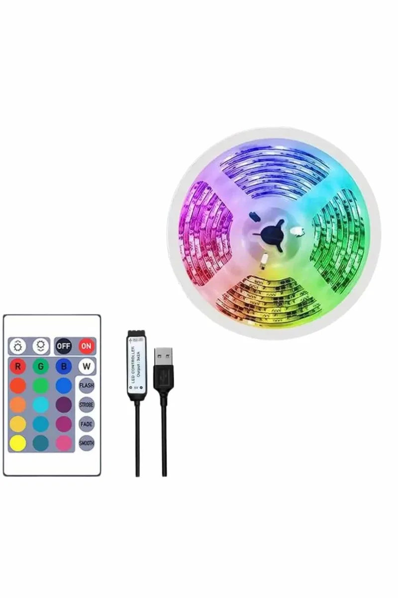 10M Şerit Led İç Mekan Renkli Rgb Şerit Led Kumandalı görsel 4