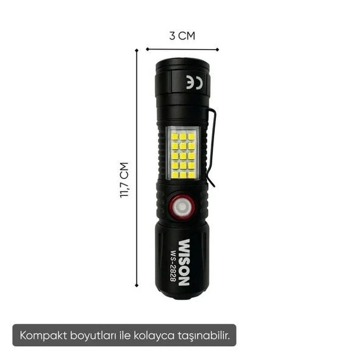 Wison Ws-2828 1000 Lümen Mıknatıslı Usb Şarjlı El Feneri görsel 3