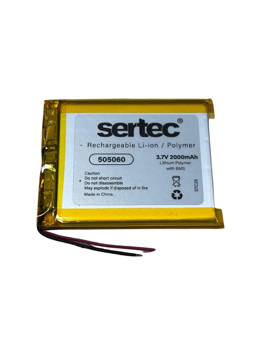 Sertec 505060 3. 7v 2000 Mah Li-polymer Pil (devreli/1. 5a)