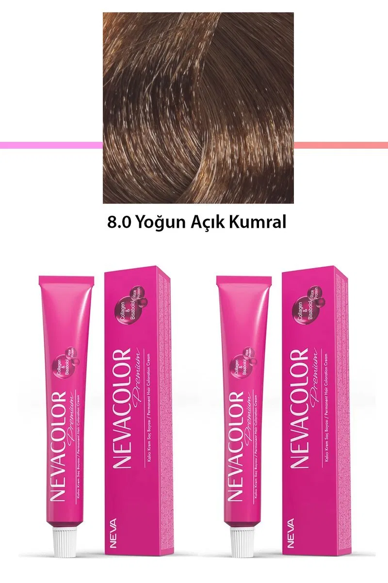 2 li Set Premium 8. 0 Yoğun Açık Kumral - Kalıcı Krem Saç Boyası 2 X 50 g Tüp