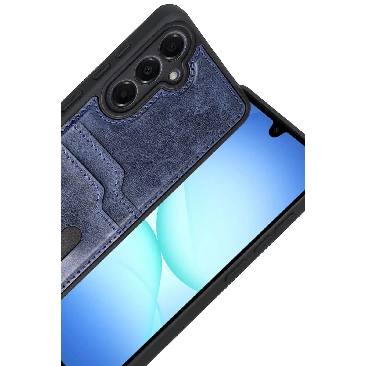 Samsung Galaxy A17 5g Sara Kartvizitli Deri Kılıf - Lacivert görsel 2