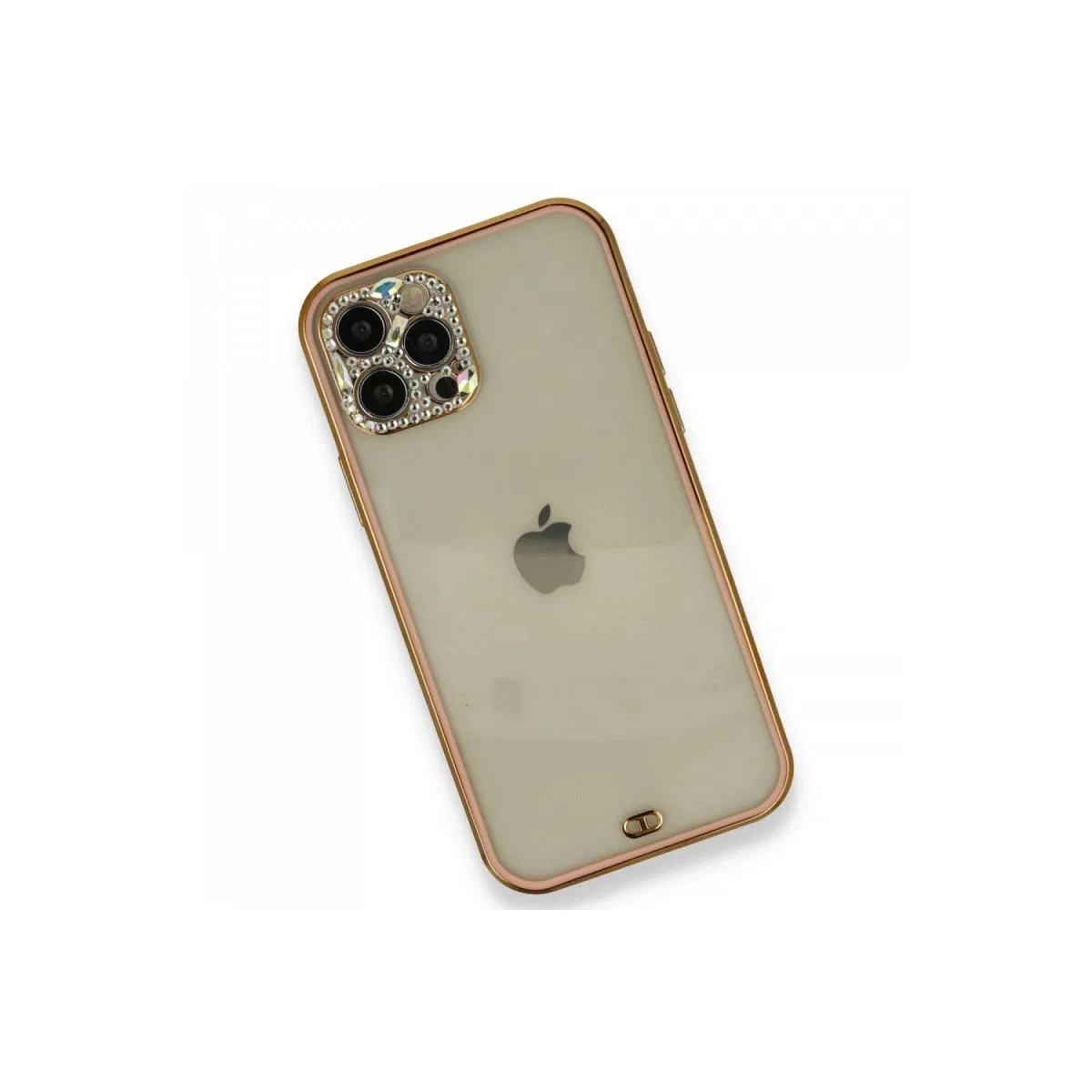 Apple İphone 12 Pro Kılıf Liva Taşlı Silikon - Pembe görsel 3