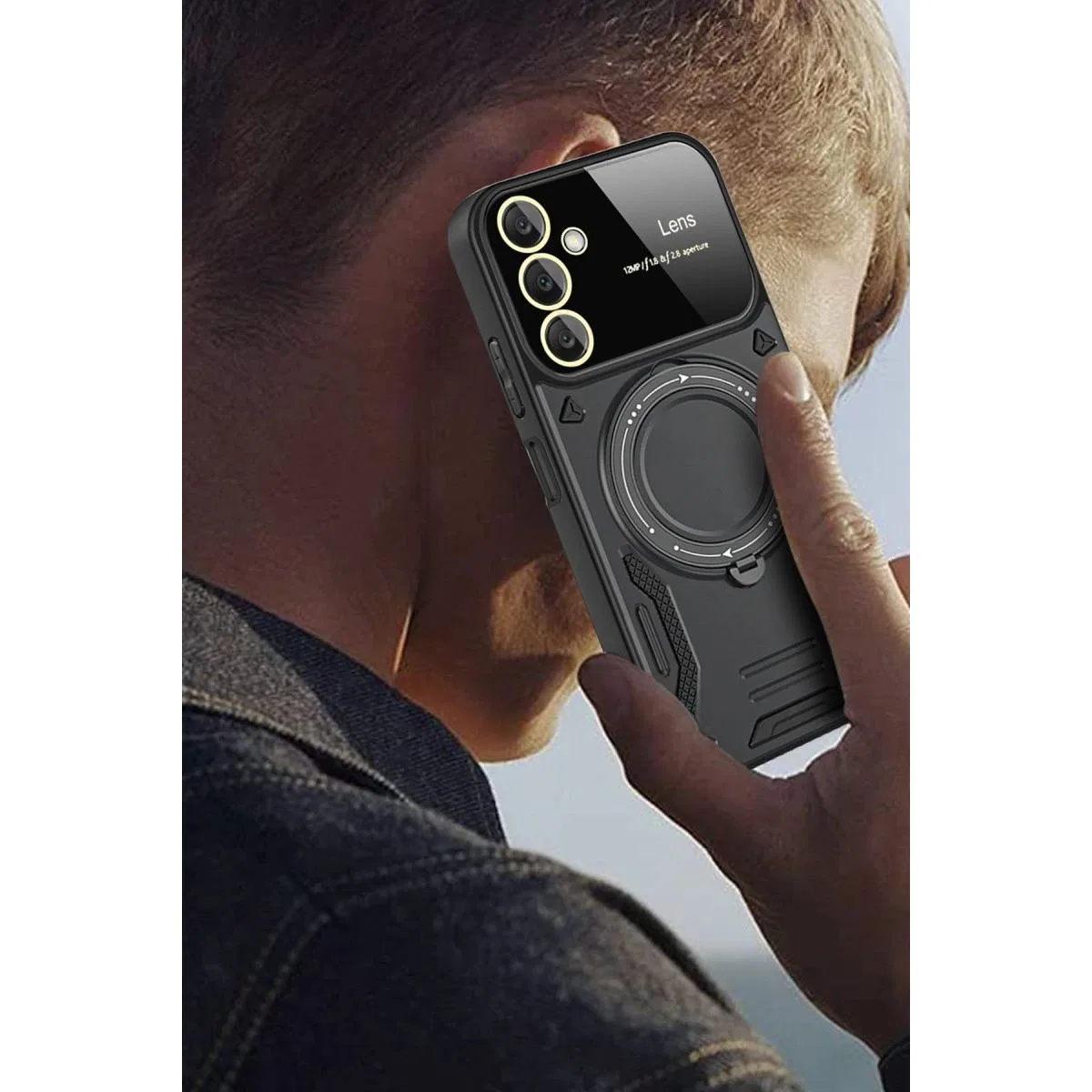 Samsung Galaxy S25 Plus Kılıf Joy Lens Standlı Kapak - Mor görsel 3