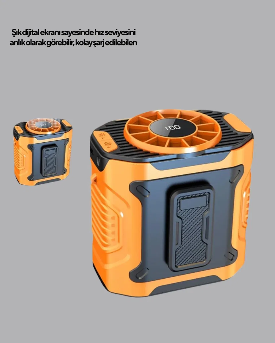 Turbo Mini Taşınabilir Fan – 100 Kademeli Dijital Hız Kontrolü ve Type-C Şarj görsel 5
