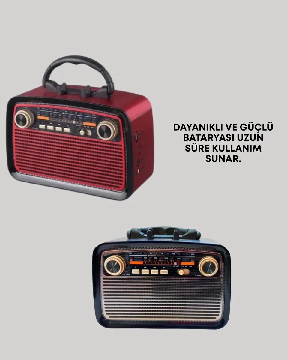 Taşınabilir Bluetooth Hoparlör – Modern Teknoloji ile Nostaljik Radyo Deneyimi, FM/AM Fonksiyonu görsel 2