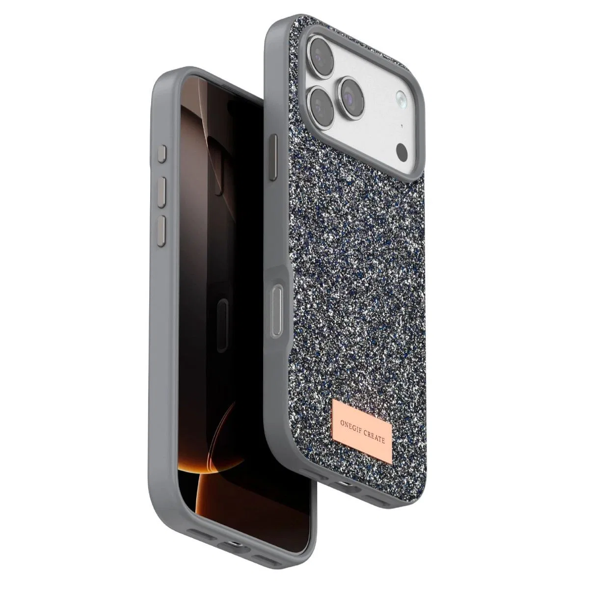Onegif Apple İphone 17 Pro Bright Simli Kapak - Gümüş