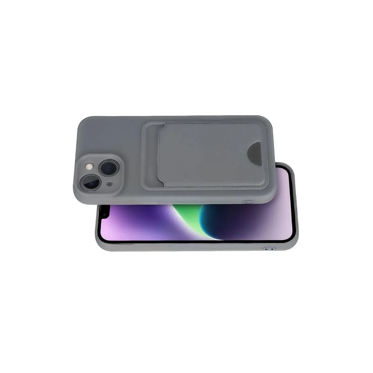 Apple İphone 14 Kılıf Kelvin Kartvizitli Silikon - Gri görsel 3