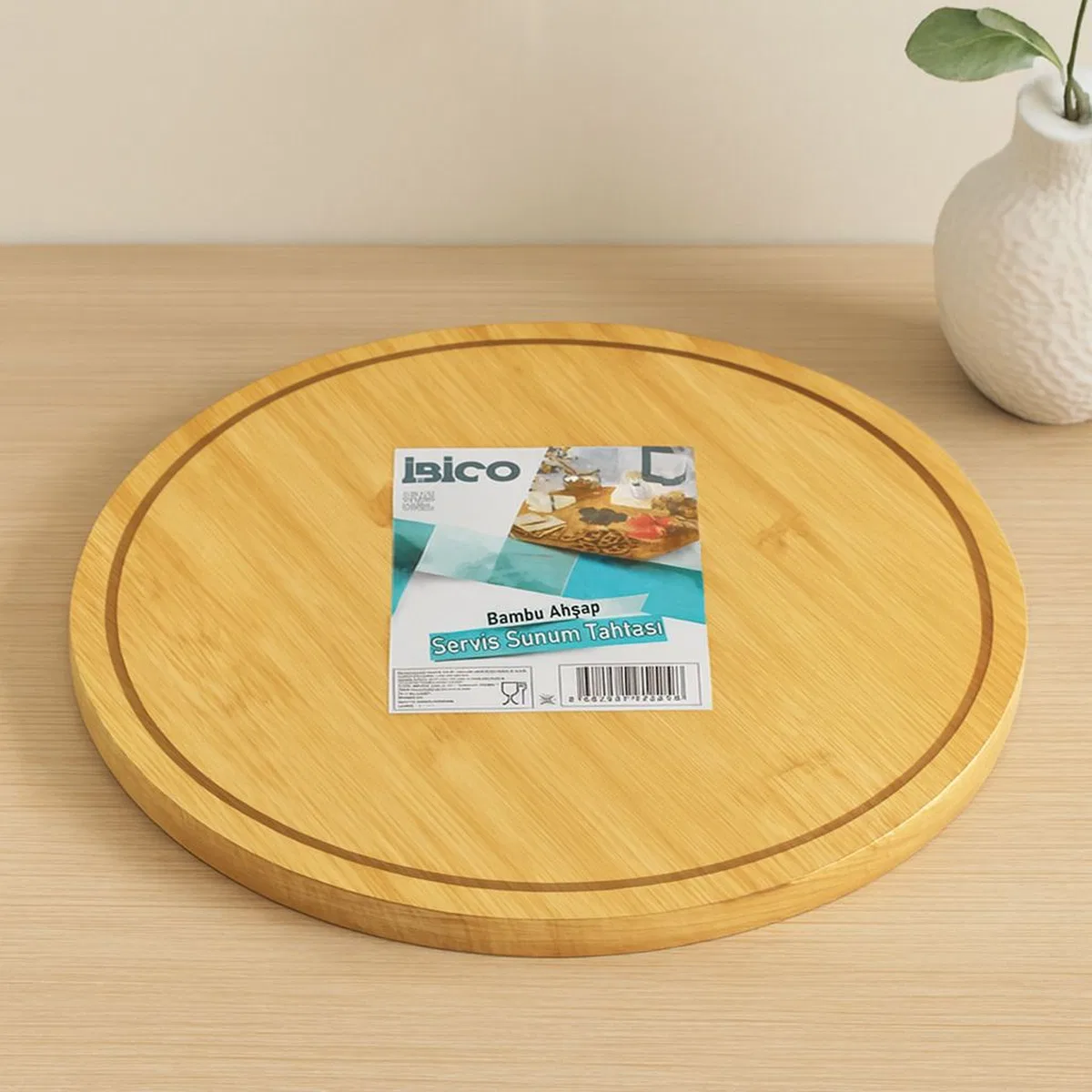 Yuvarlak 29. 7 cm Bambu Döner Sunum Tepsisi (360°)