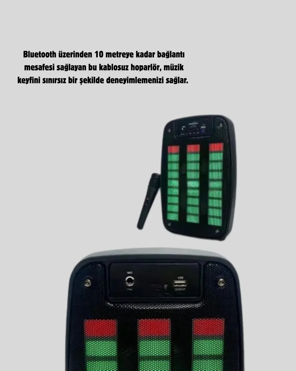 GTS 1793 Işıklı 6. 5 İnç Kablosuz Hoparlör Bluetooth, USB ve FM Özellikli görsel 4