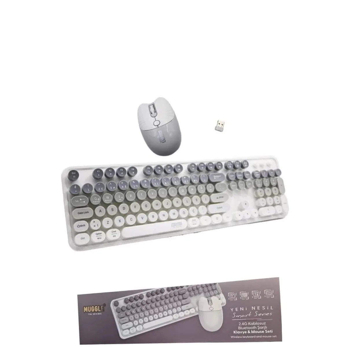 Beyaz Kablosuz Klavye ve Mouse Seti
