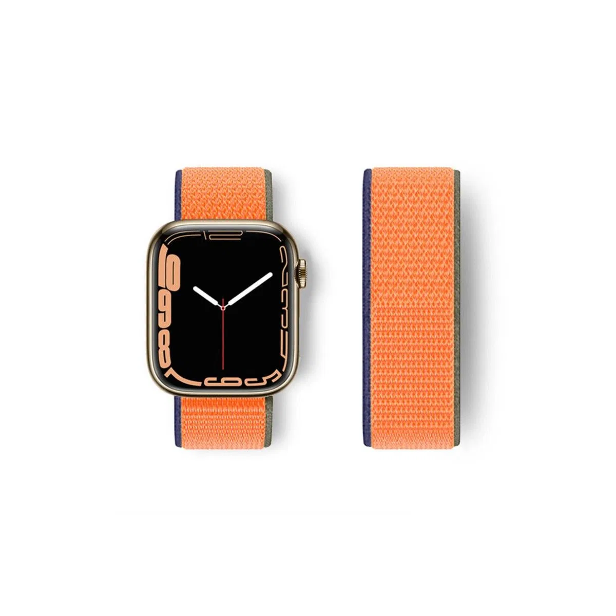 Apple Watch 42mm Hasırlı Cırtcırtlı Kordon - Turuncu
