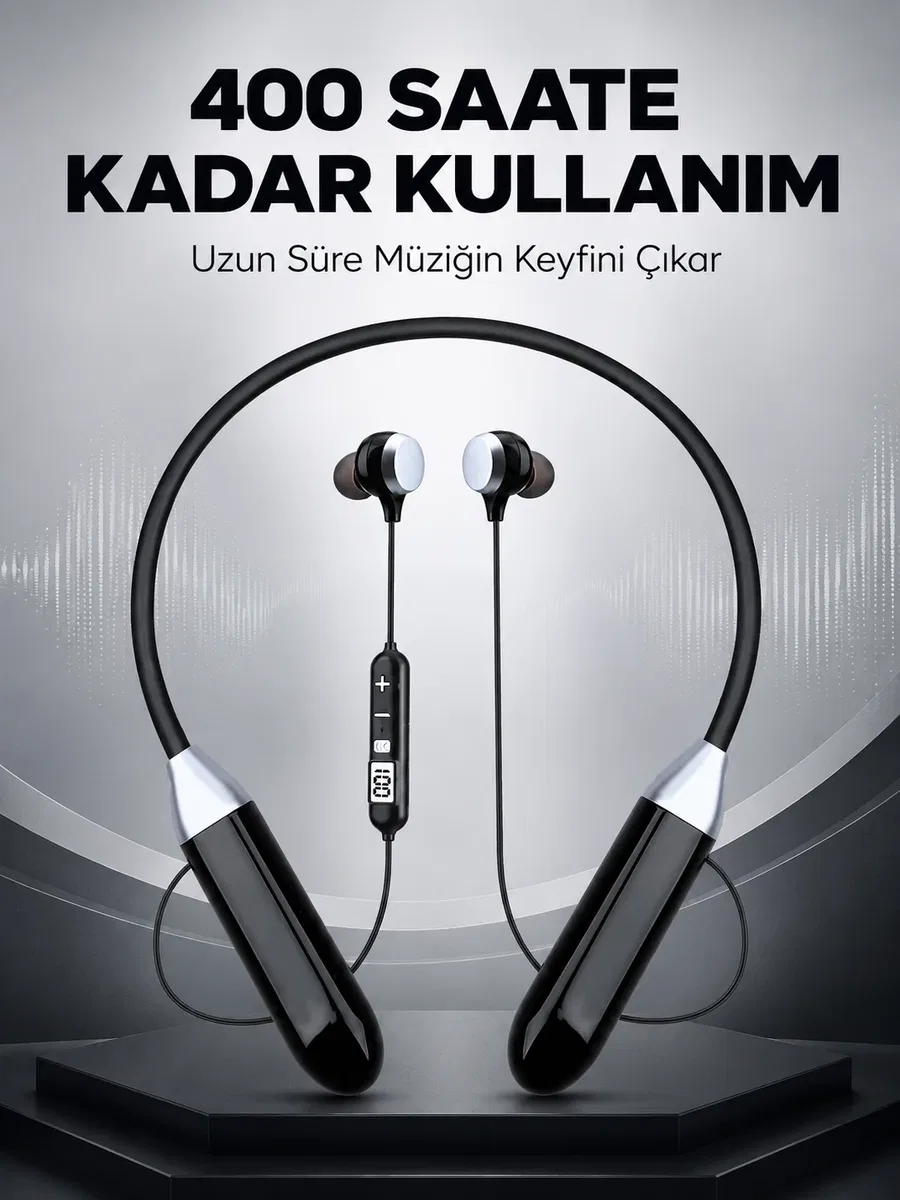 Spor İçin Bluetooth Boyun Kulaklığı Mikrofonlu Kablosuz Kulak İçi Müzik ve Telefon Kulaklığı