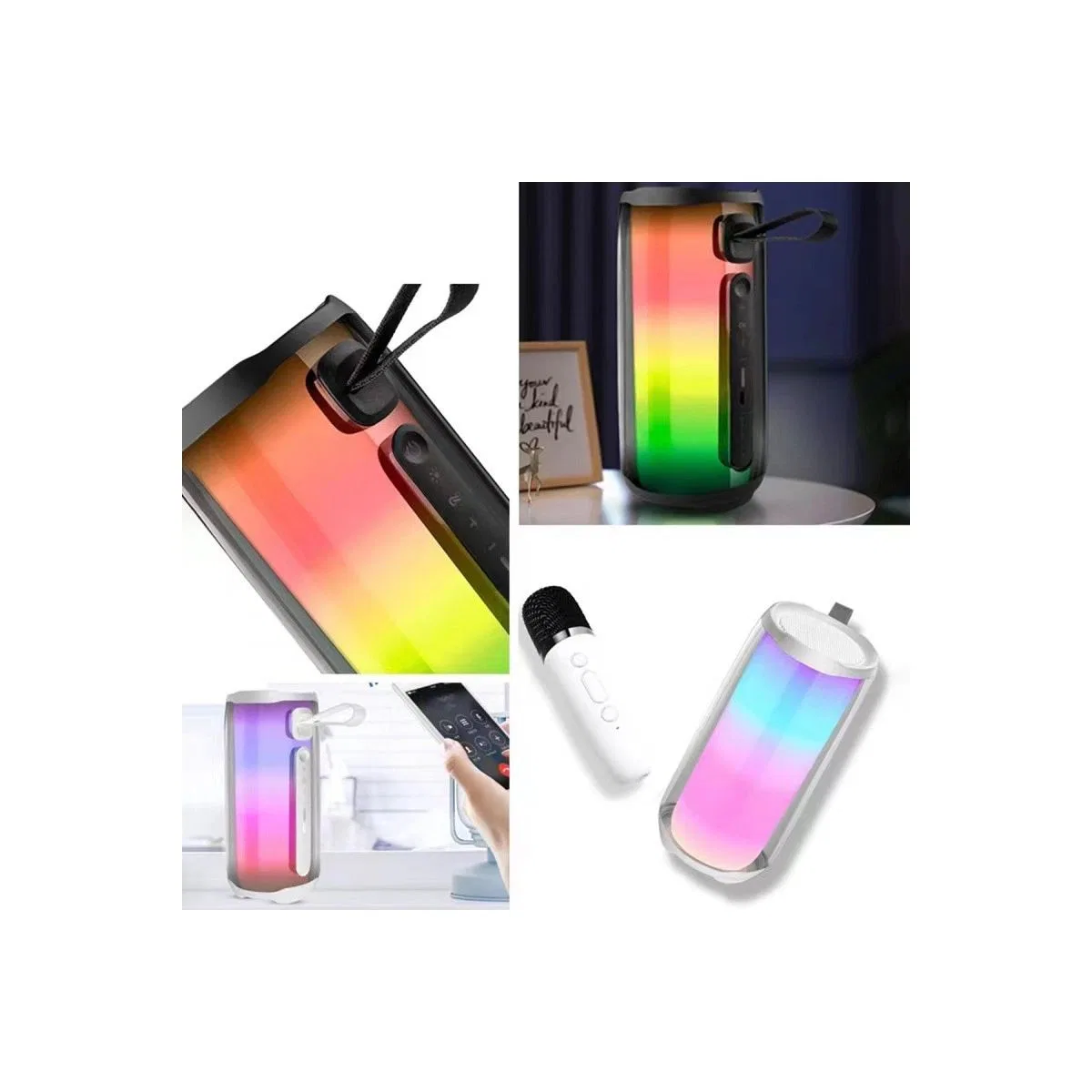 Pluse 5 Mikrofonlu Rgb Kablosuz Hoparlör - Beyaz görsel 5