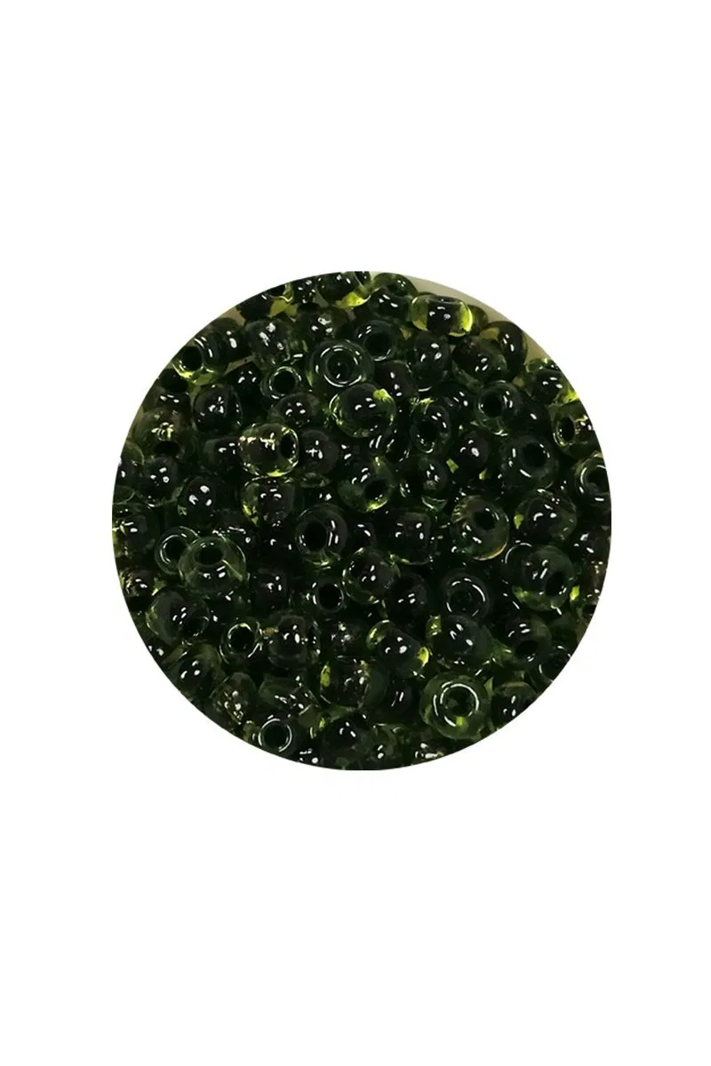 Dökme Cam Kum Boncuk (8/0) 3 mm - 20 Gram - Şeffaf Yeşil Siyah - BNC179 görsel 2