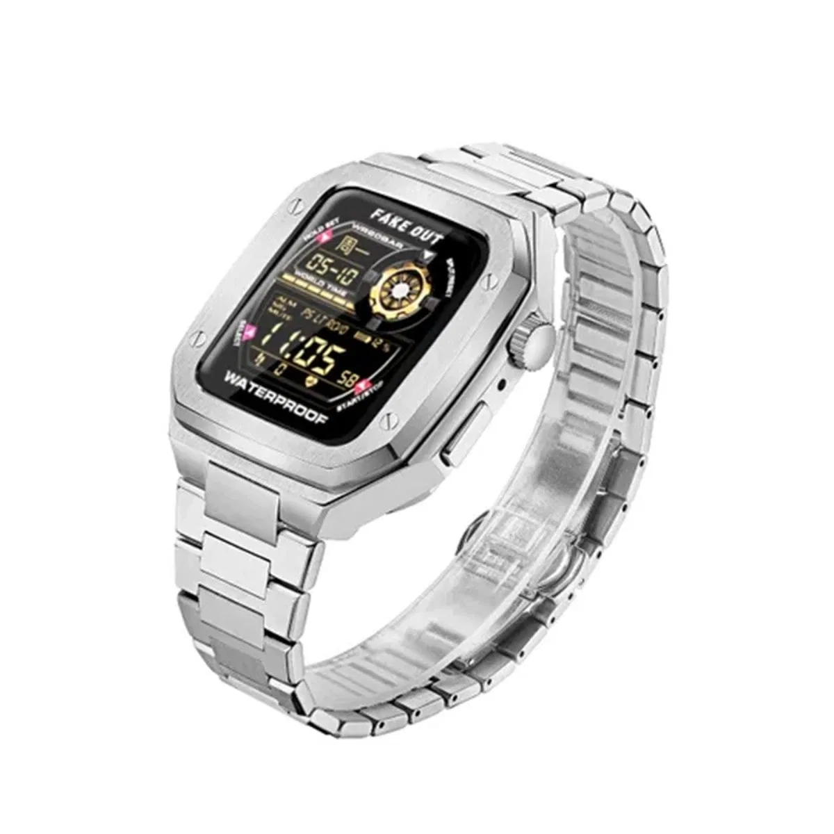 Apple Watch 45mm Metal Petek Kasalı Kordon - Gümüş görsel 2