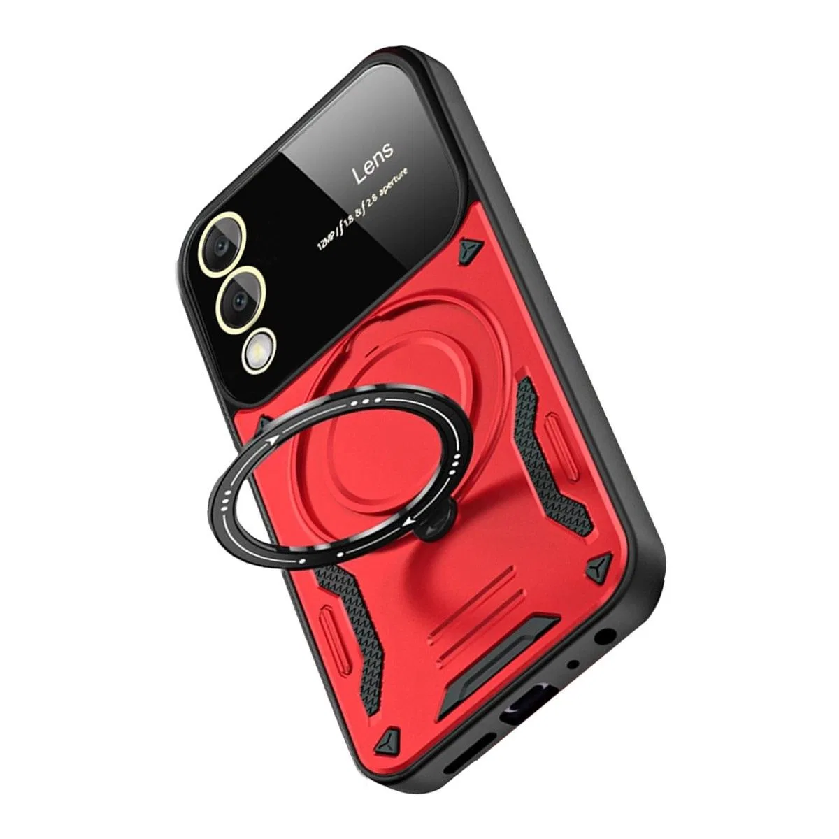 Samsung Galaxy S25 Edge Kılıf Joy Lens Standlı Kapak - Kırmızı görsel 4