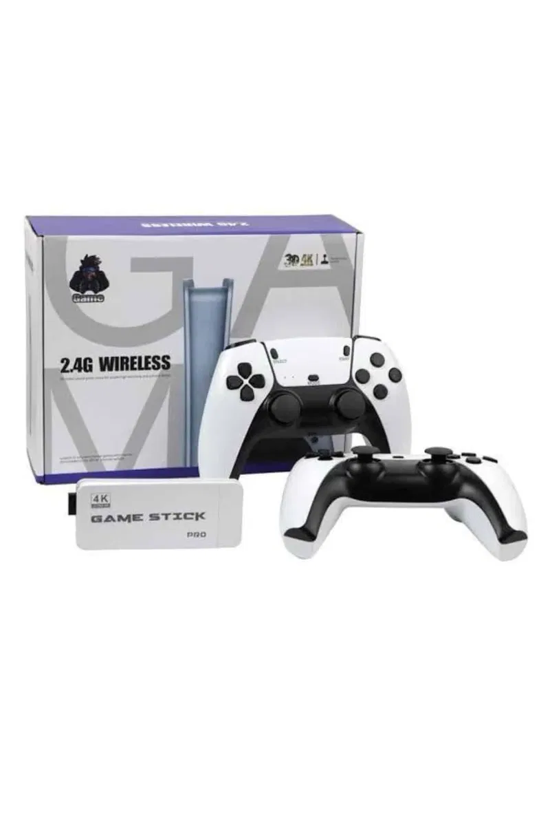 4K HD Görüntü Kaliteli Retro Game Stick 20000 Oyunlu Çift Kollu Beyaz Game Stick görsel 3