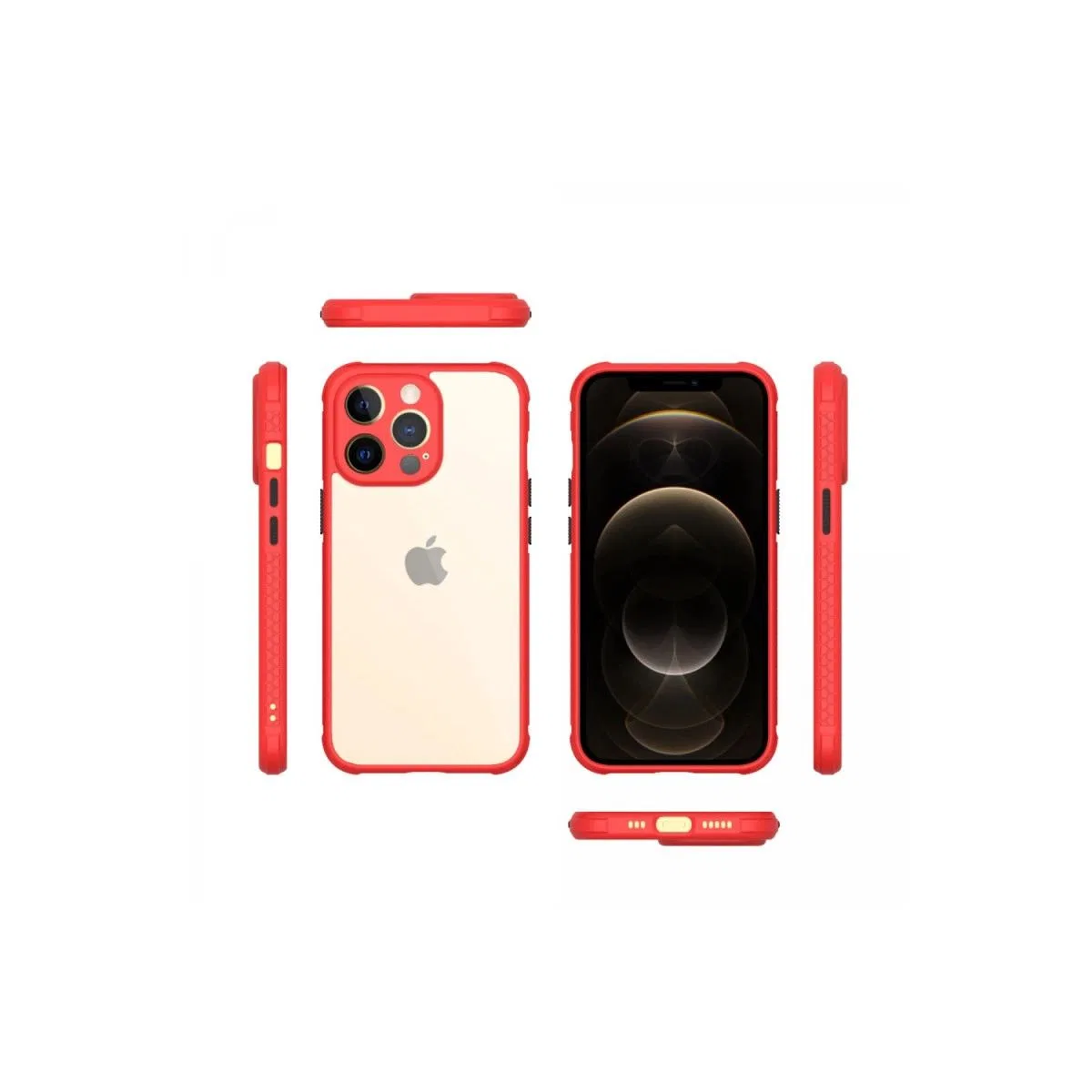 Apple İphone 13 Pro Kılıf Miami Şeffaf Silikon - Kırmızı görsel 2