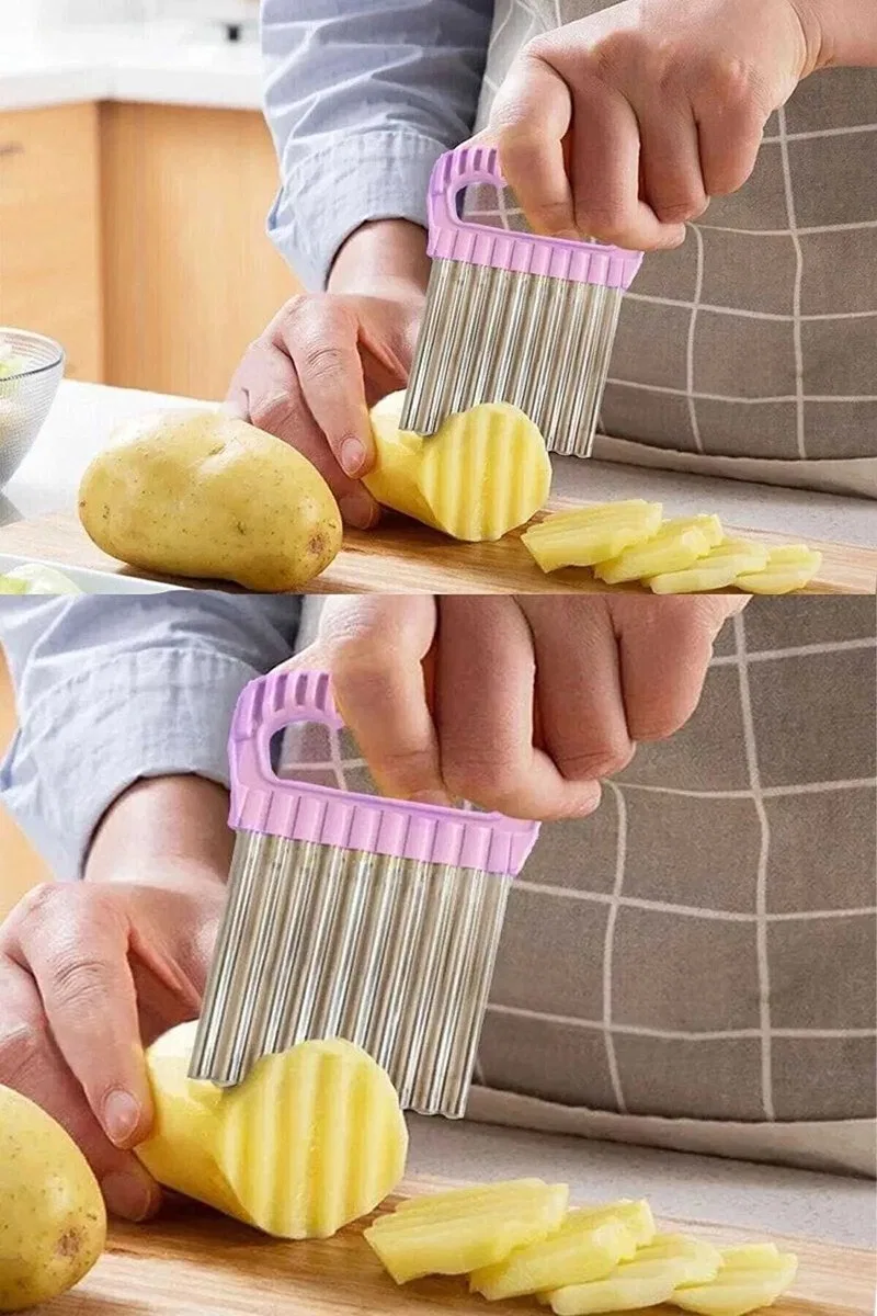 Özel Tutacaklı Şekilli Sebze Ve Meyve Kesme Aleti Cips Doğrayıcı Royaleks-35126 görsel 4