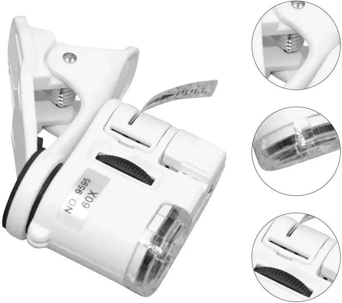 60x Mini Cep Telefonu Için Mandallı Mikroskop Uv Ledli Büyüteç Model Al2431 görsel 3