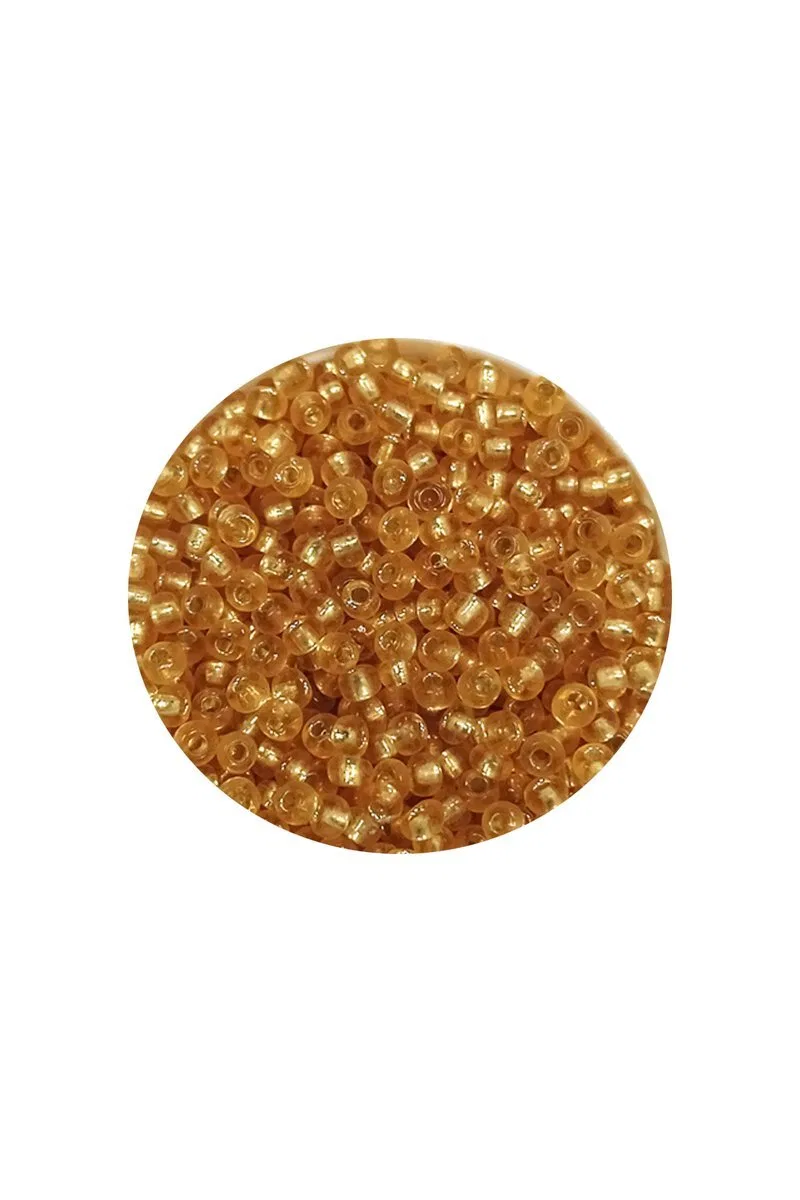 Dökme Cam Kum Boncuk (11/0) 2 mm - 20 Gram - Şeffaf Altın - BNC027 görsel 2