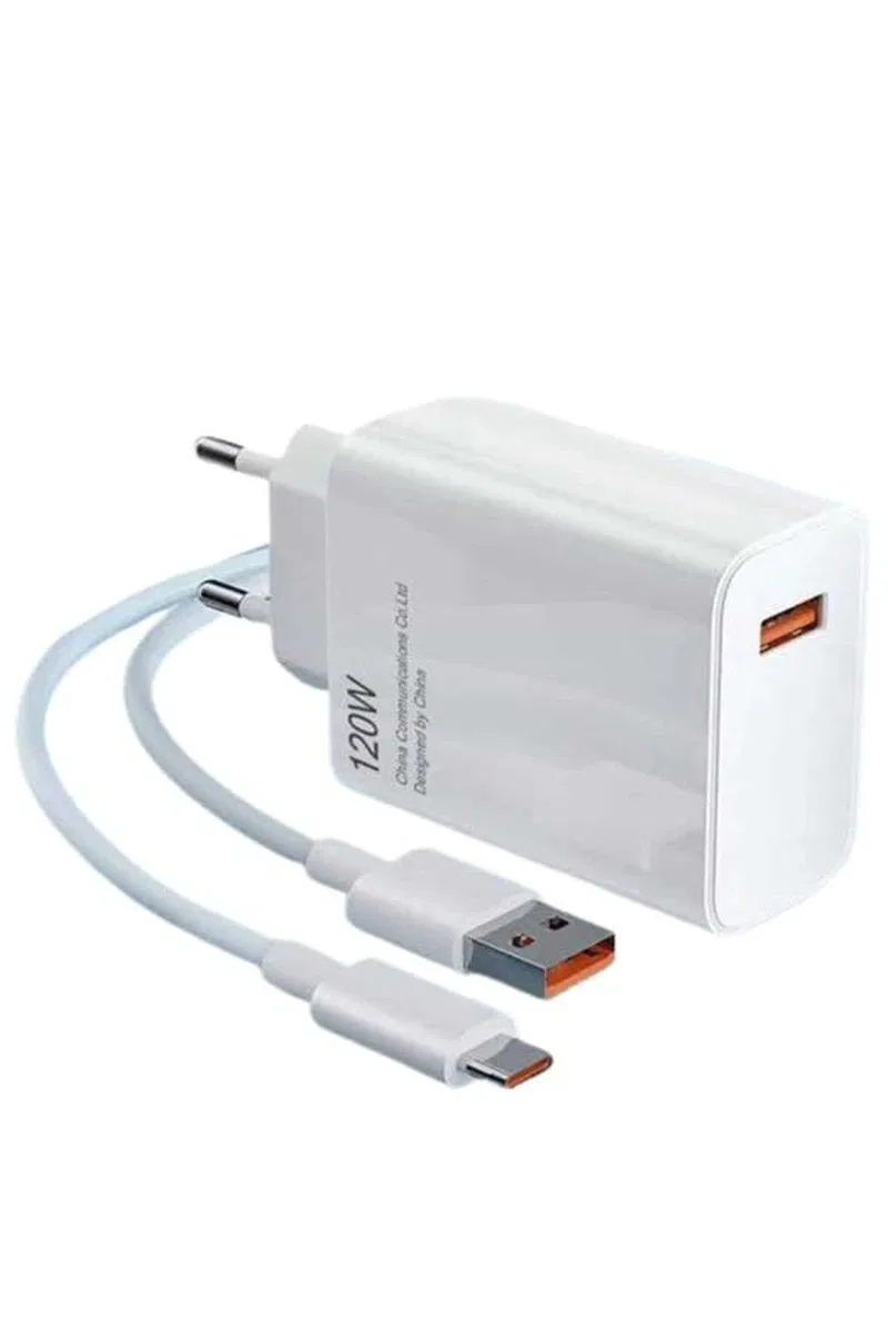 Type C Yüksek Hızlı Şarj Aleti Beyaz 120w Ultra Uzun Ömürlü görsel 3