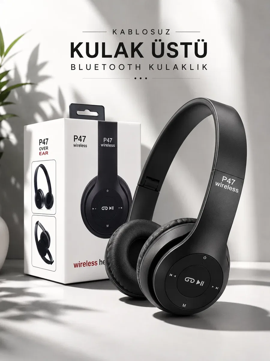 Kulak Üstü TF Kart ve AUX Destekli Ergonomik Bluetooth Kulaklık