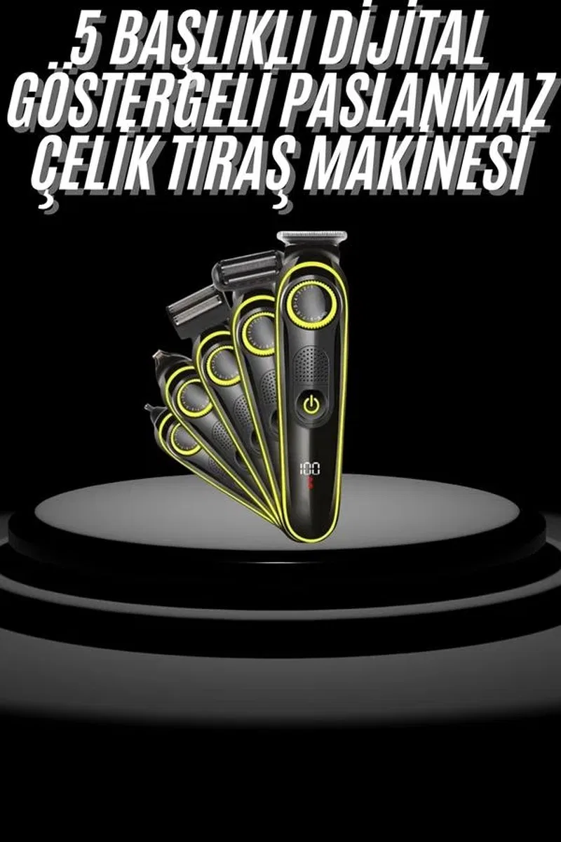 Saç Sakal Şekillendirici Tıraş Makinesi 5 Başlıklı Paslanmaz Çelik Bıçaklı Unı görsel 2