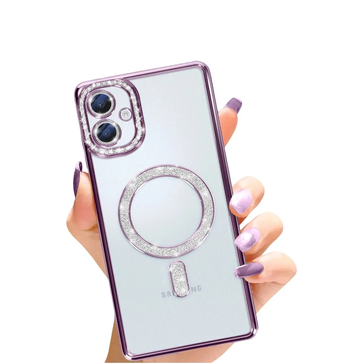 Samsung Galaxy A06 Joke Simli Magneticsafe Kılıf - Derin Mor görsel 2