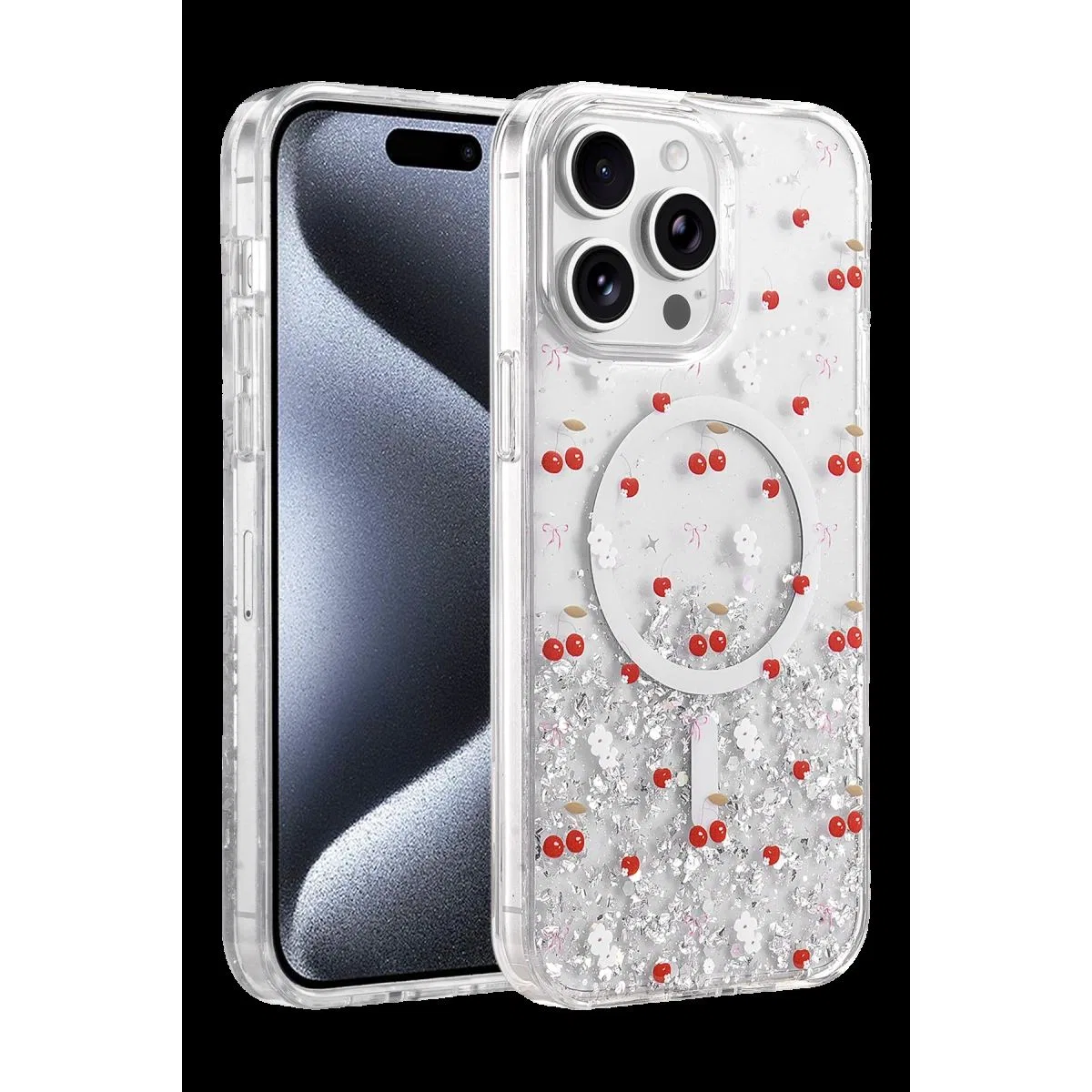 Onegif Apple İphone 14 Pro Max Misk Simli Magsafe Kapak - Desen 5