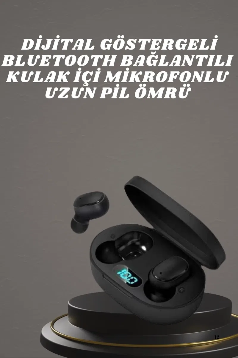Kulaklık Dijital Göstergeli Bluetooth Bağlantılı Kablosuz Kulak İçi Mikrofonlu Dokunmatik Kontrol görsel 2
