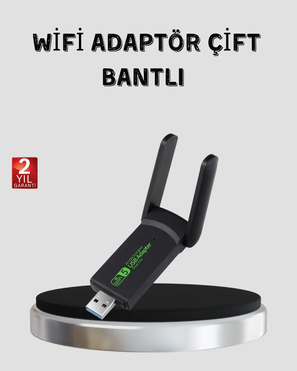 1200 Mbps Dual Band WiFi Adaptör – 5. 8G & 2. 4G Çift Antenli