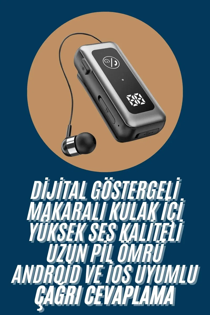 Makaralı Kulaklık SD Kart Girişli Dijital Göstergeli Kablolu Bluetooth Kulaklık görsel 2