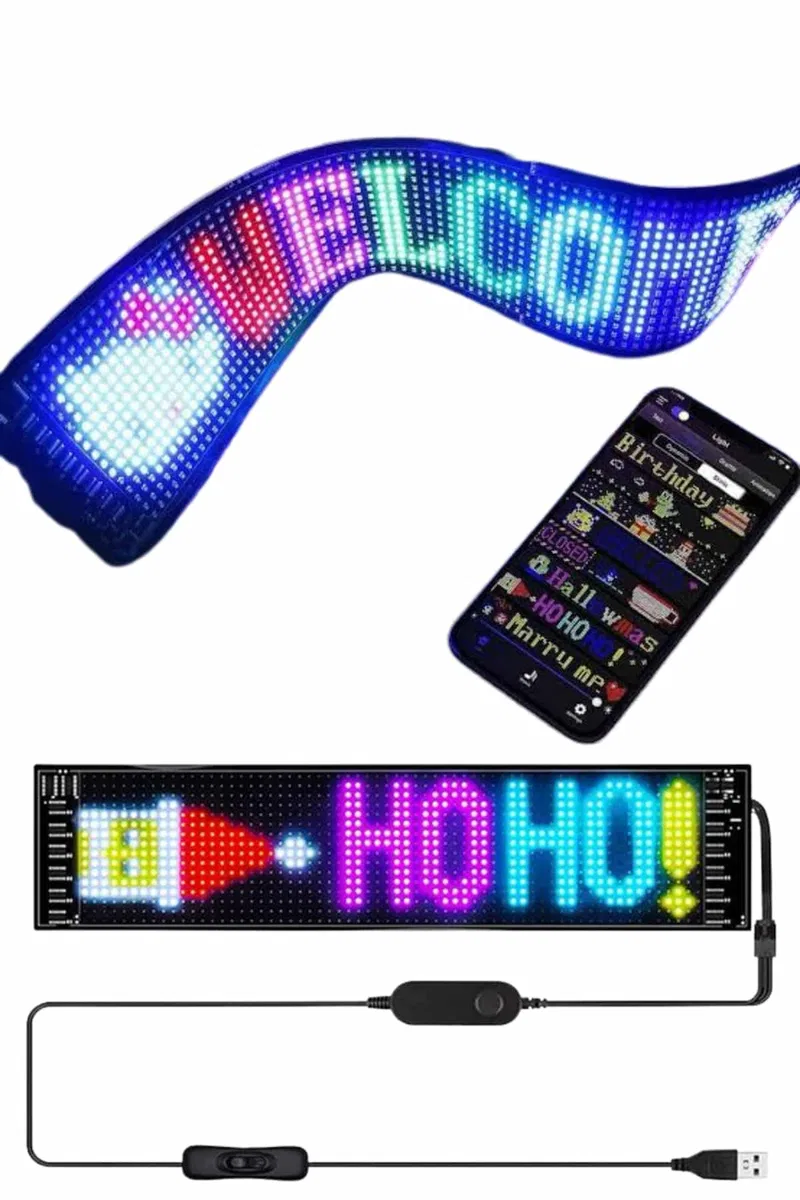 Kumandalı App Kontrollü LED Ekran 16X192 Led Matrix Araç Camı Yazısı görsel 2