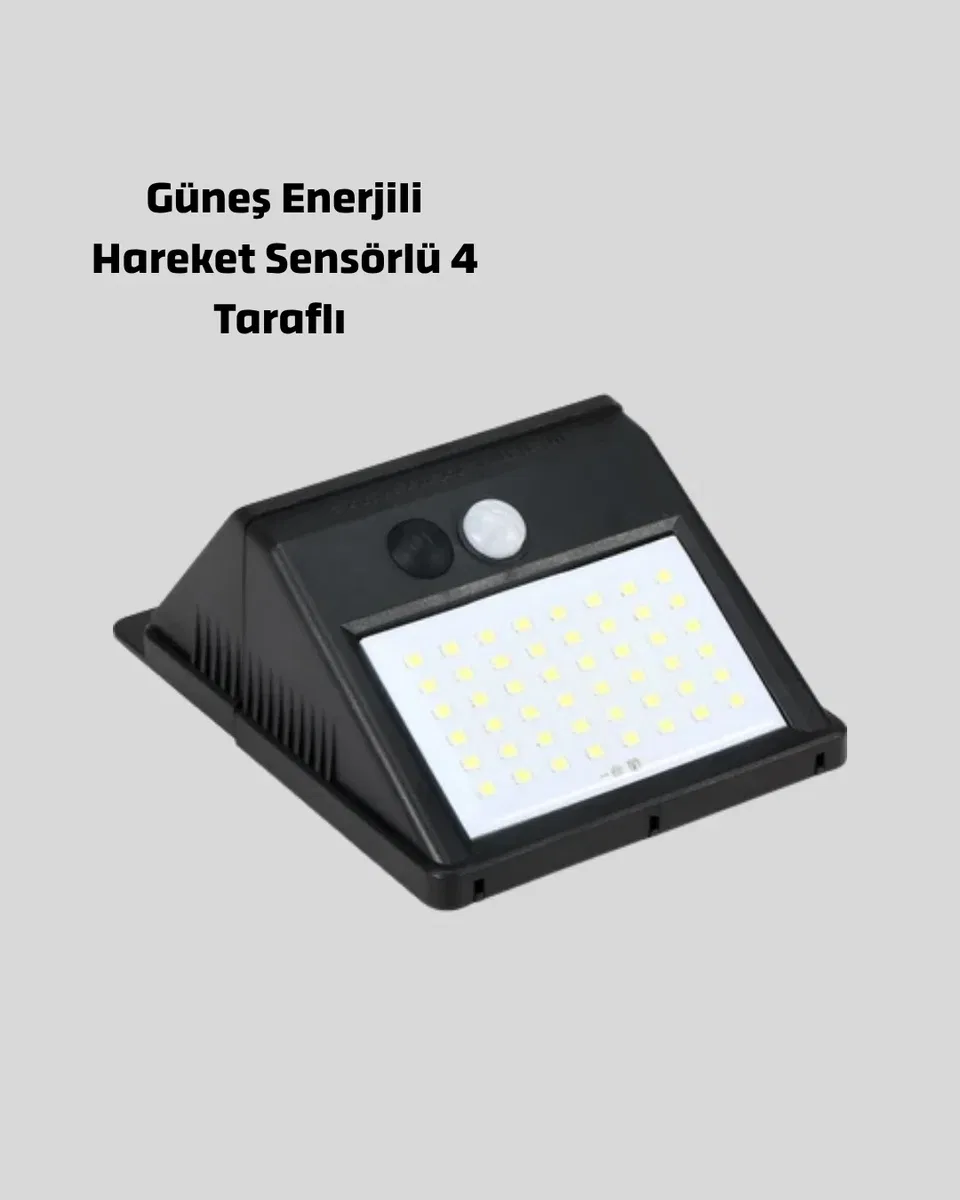 Solar Güneş Enerjili Hareket Sensörlü 4 Taraflı Bahçe Lambası – IP65 Su Geçirmez, 100 LED görsel 3