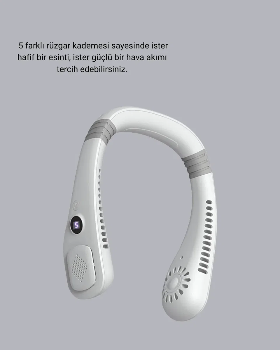 Taşınabilir Boyun Fanı Sessiz Çalışma ve USB Şarj Özellikli görsel 2
