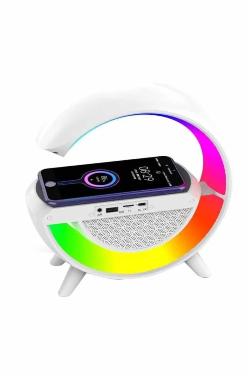 Bluetooth Hoparlör G Şekli Atmosfer Akıllı Rgb Lamba Wireless Kablosuz Şarj görsel 2