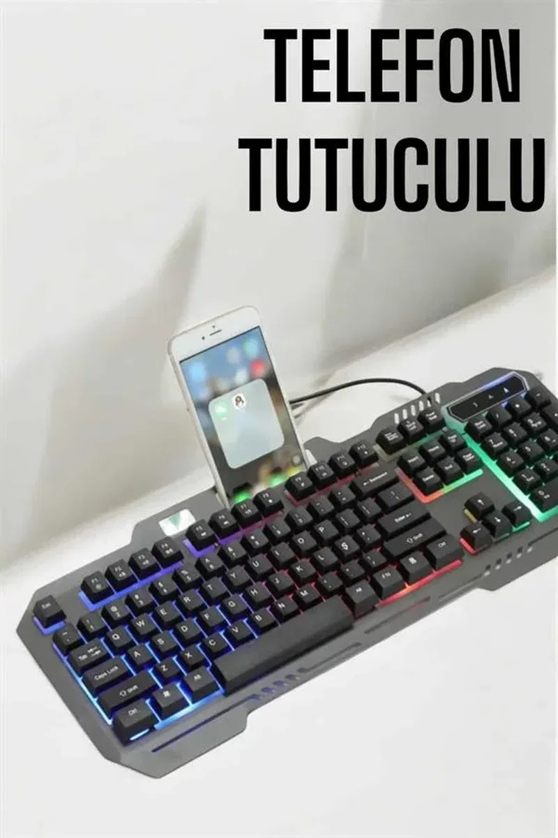 Oyuncu Klavyesi Q Klavye RGB Işıklı Mouse Hediyeli görsel 3