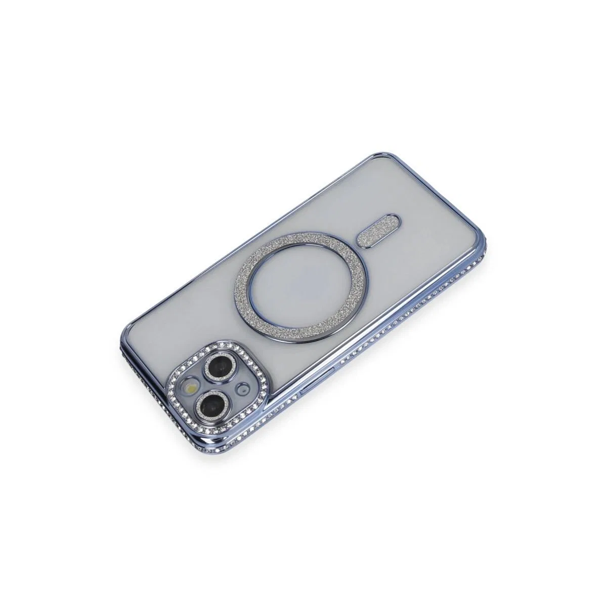 Apple İphone 13 Kılıf Joke Simli Magneticsafe Kılıf - Mavi görsel 2